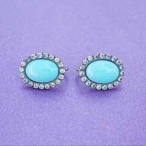 Lilly Pulitzer Turquoise Cabochon Earrings With Crystal Halo